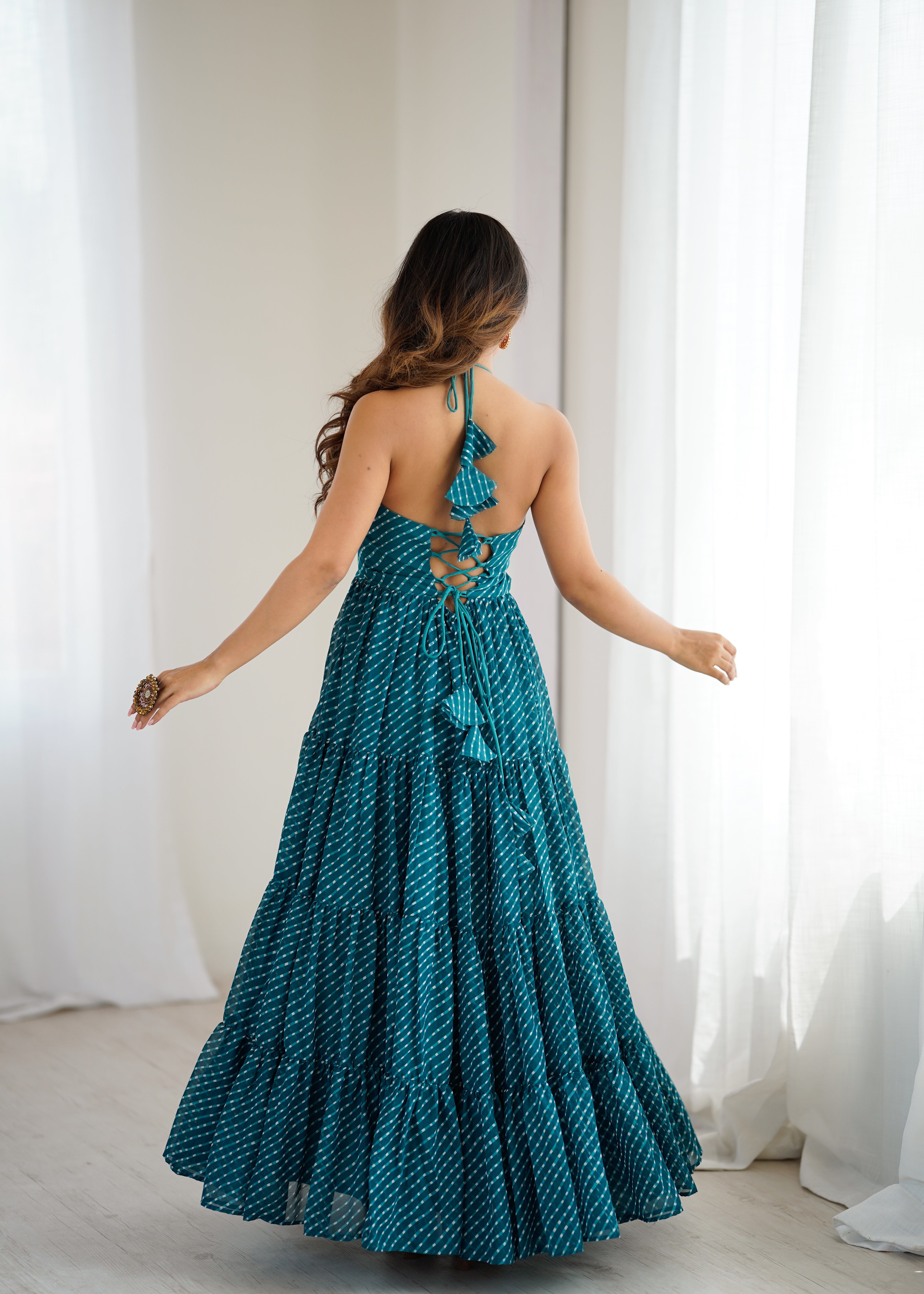 Elegant Georgette Anarkali Gown with Digital Print & Chain-Stitch Work | 8-Meter Flair | Ready-to-Wear