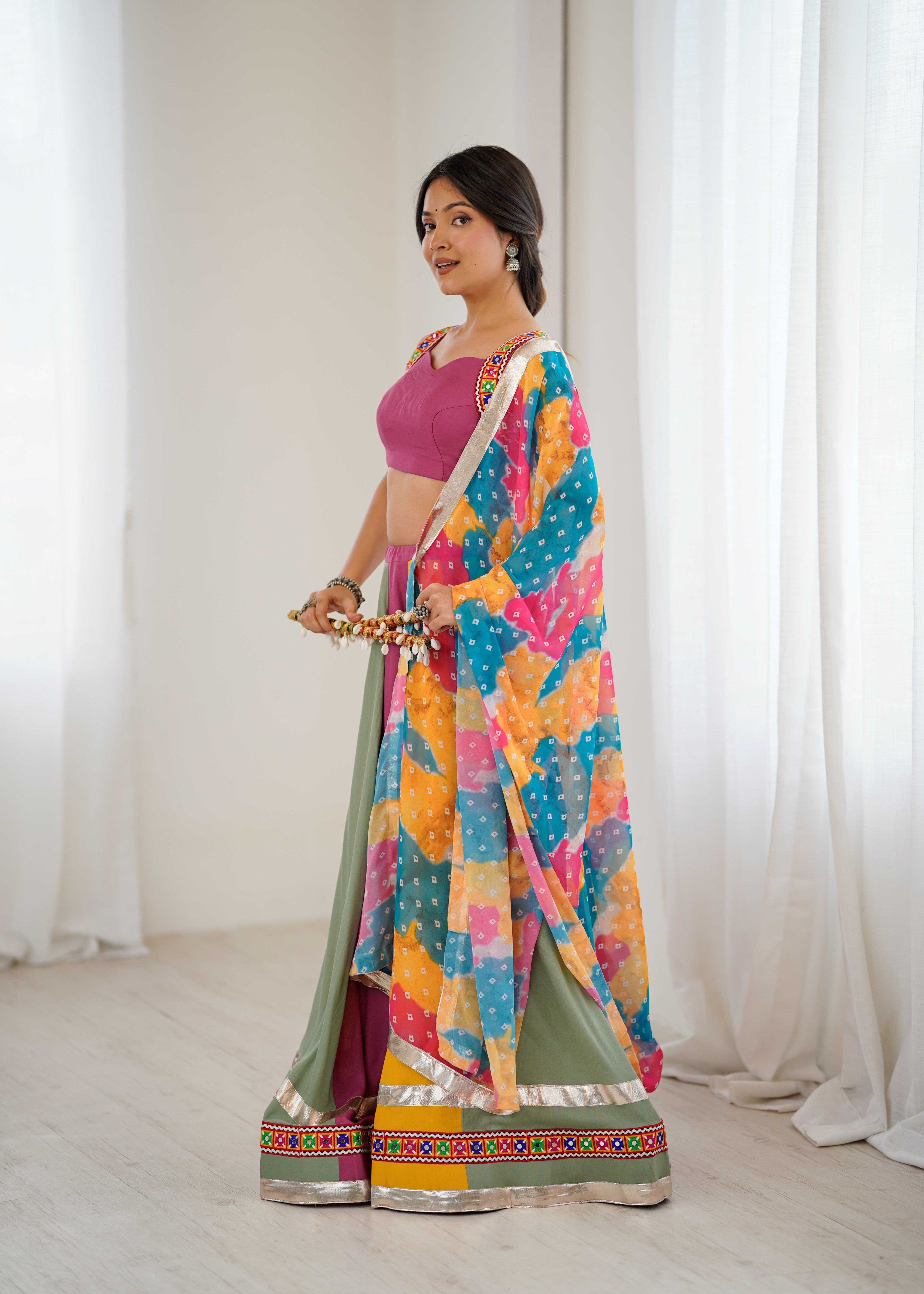 Grand Heavy Rayon Lehenga Choli with Real Mirror Gamthi Work & Digital Print Dupatta – Ready to Wear