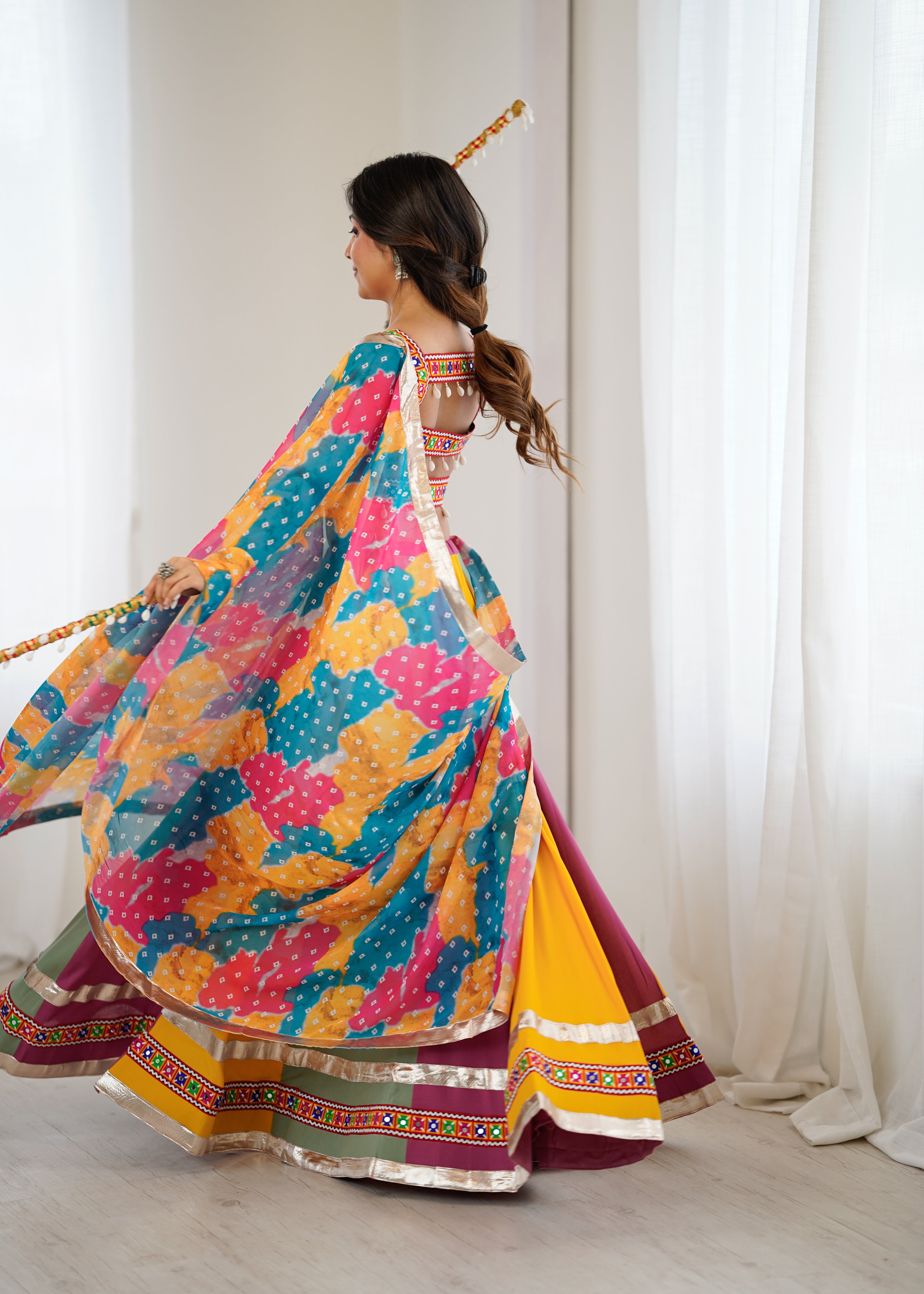 Grand Heavy Rayon Lehenga Choli with Real Mirror Gamthi Work & Digital Print Dupatta – Ready to Wear
