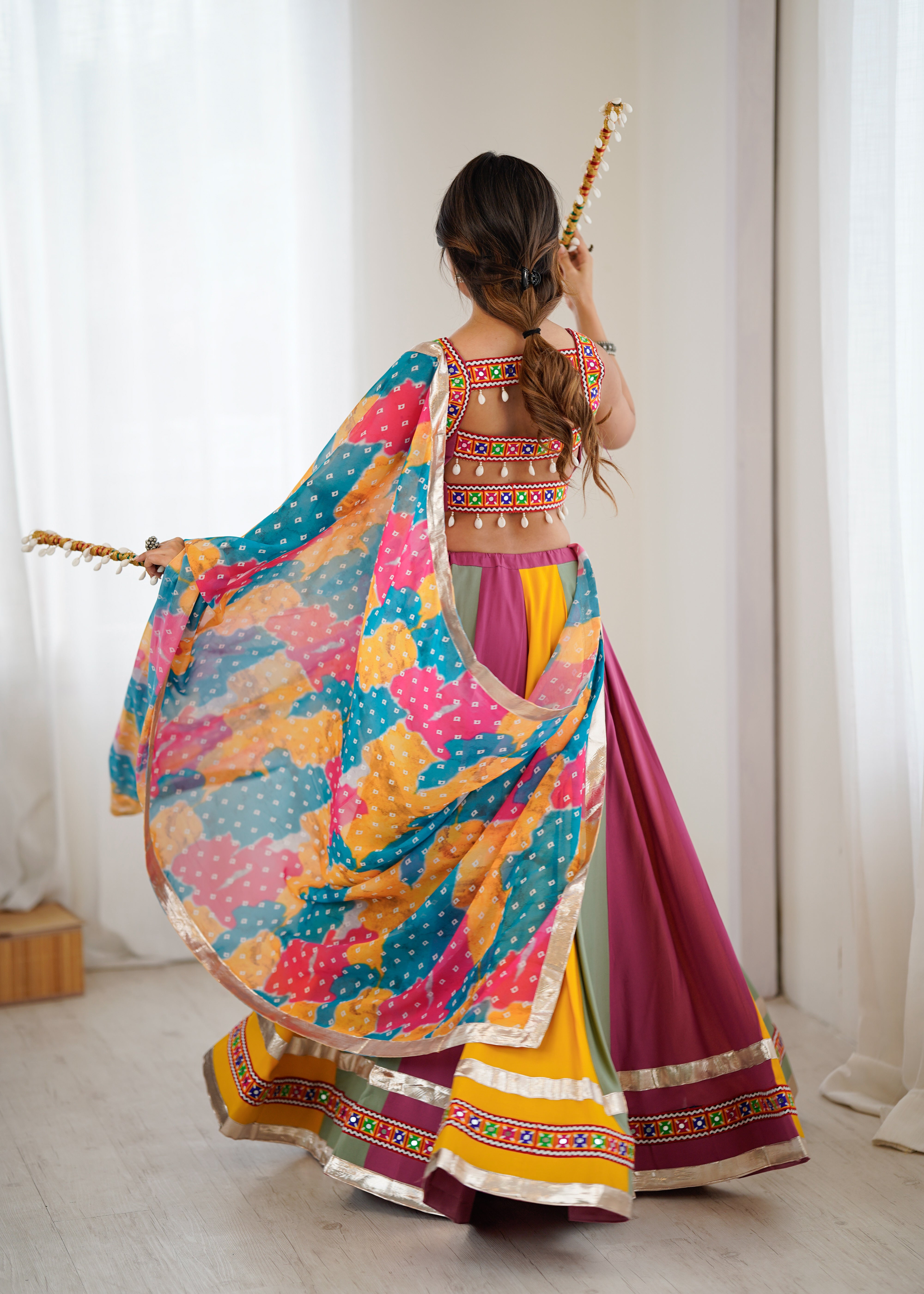 Grand Heavy Rayon Lehenga Choli with Real Mirror Gamthi Work & Digital Print Dupatta – Ready to Wear