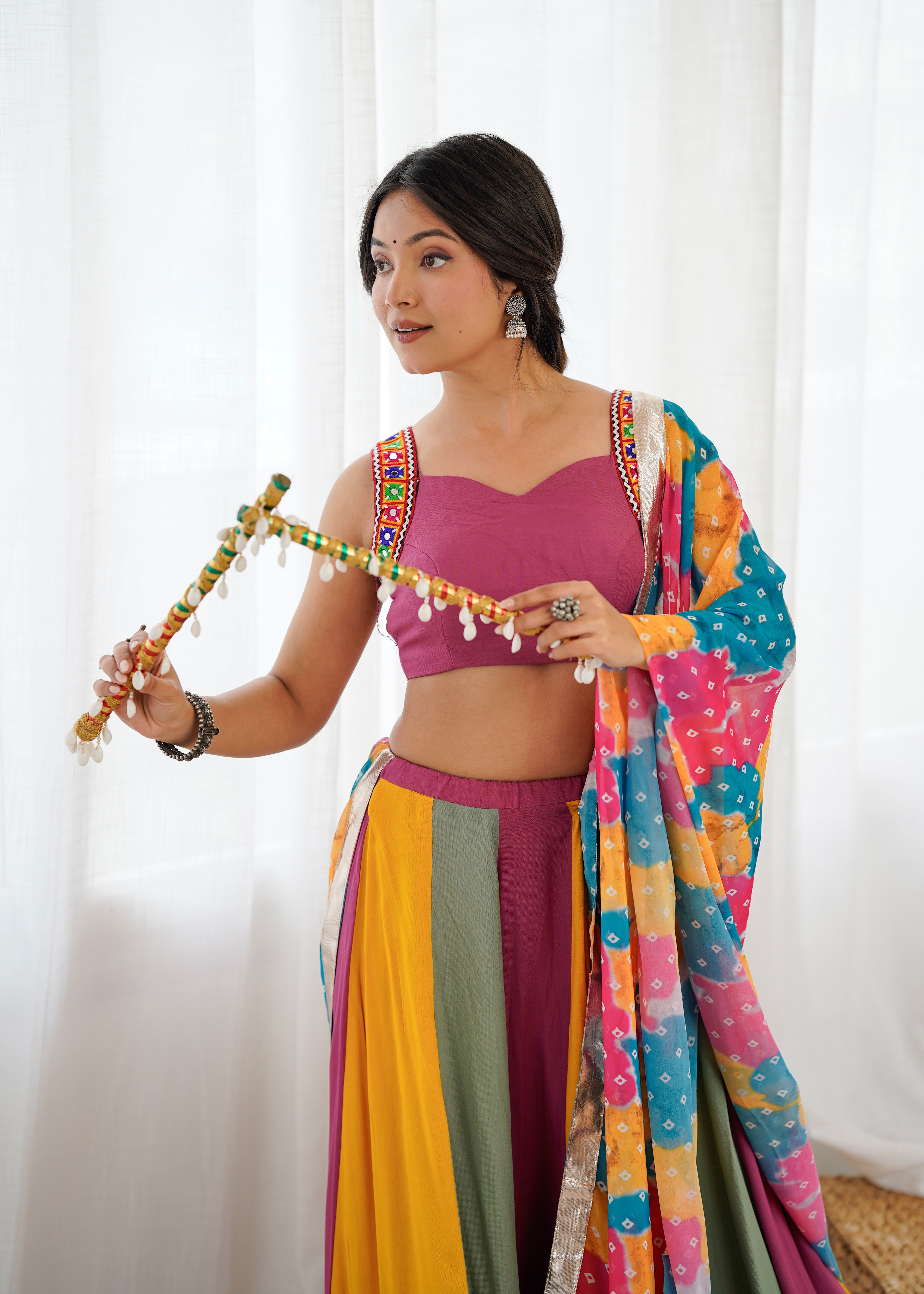 Grand Heavy Rayon Lehenga Choli with Real Mirror Gamthi Work & Digital Print Dupatta – Ready to Wear