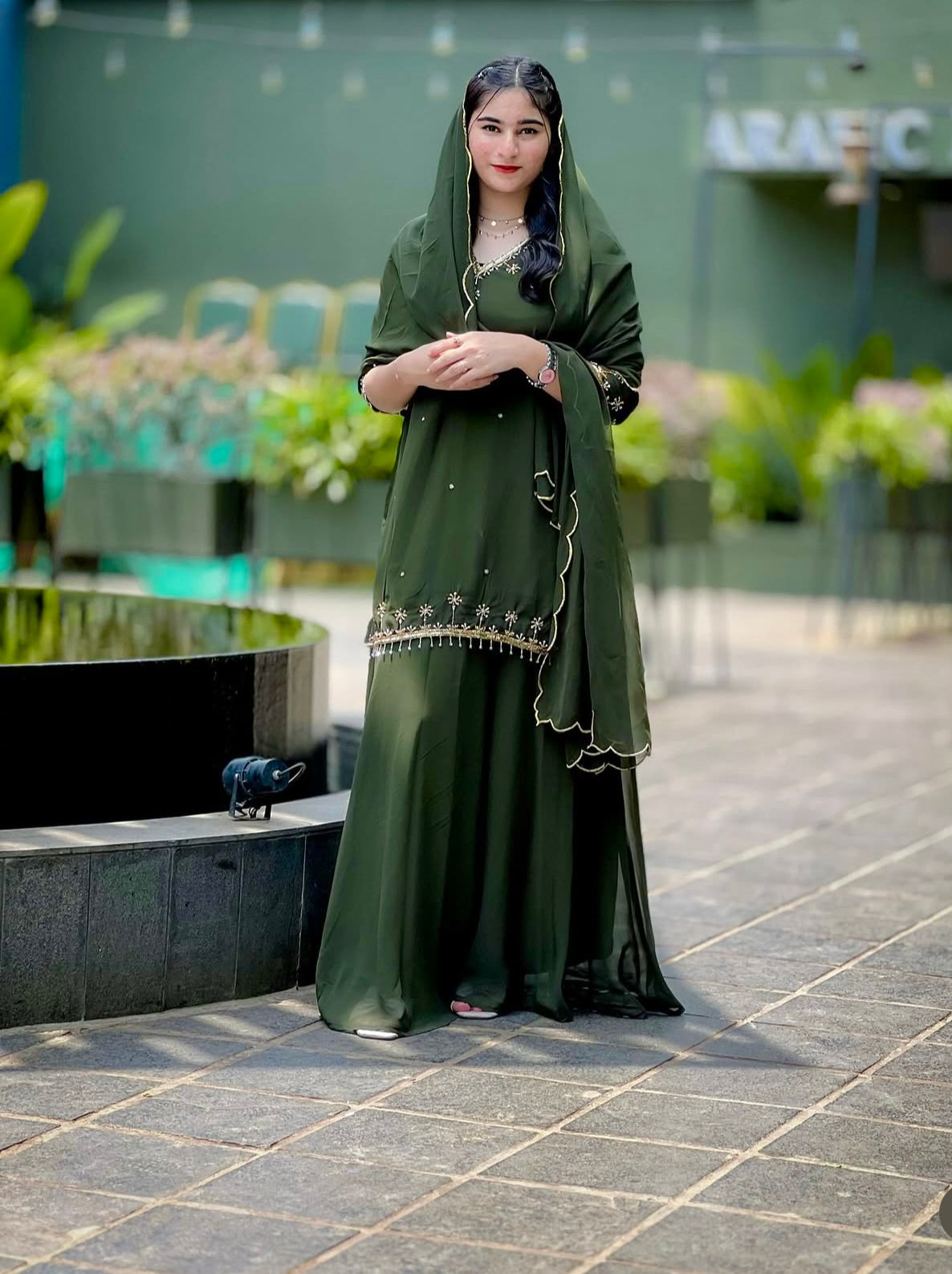 Designer Fox Georgette Embroidered Sharara Set with Dupatta