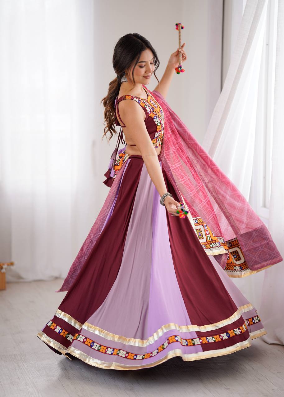 Designer Gamthi Embroidered Mirror Work Lehenga Choli Set with Dupatta | Festival & Wedding Wear