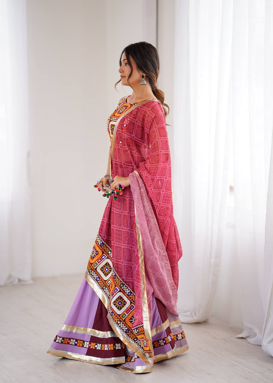 Designer Gamthi Embroidered Mirror Work Lehenga Choli Set with Dupatta | Festival & Wedding Wear