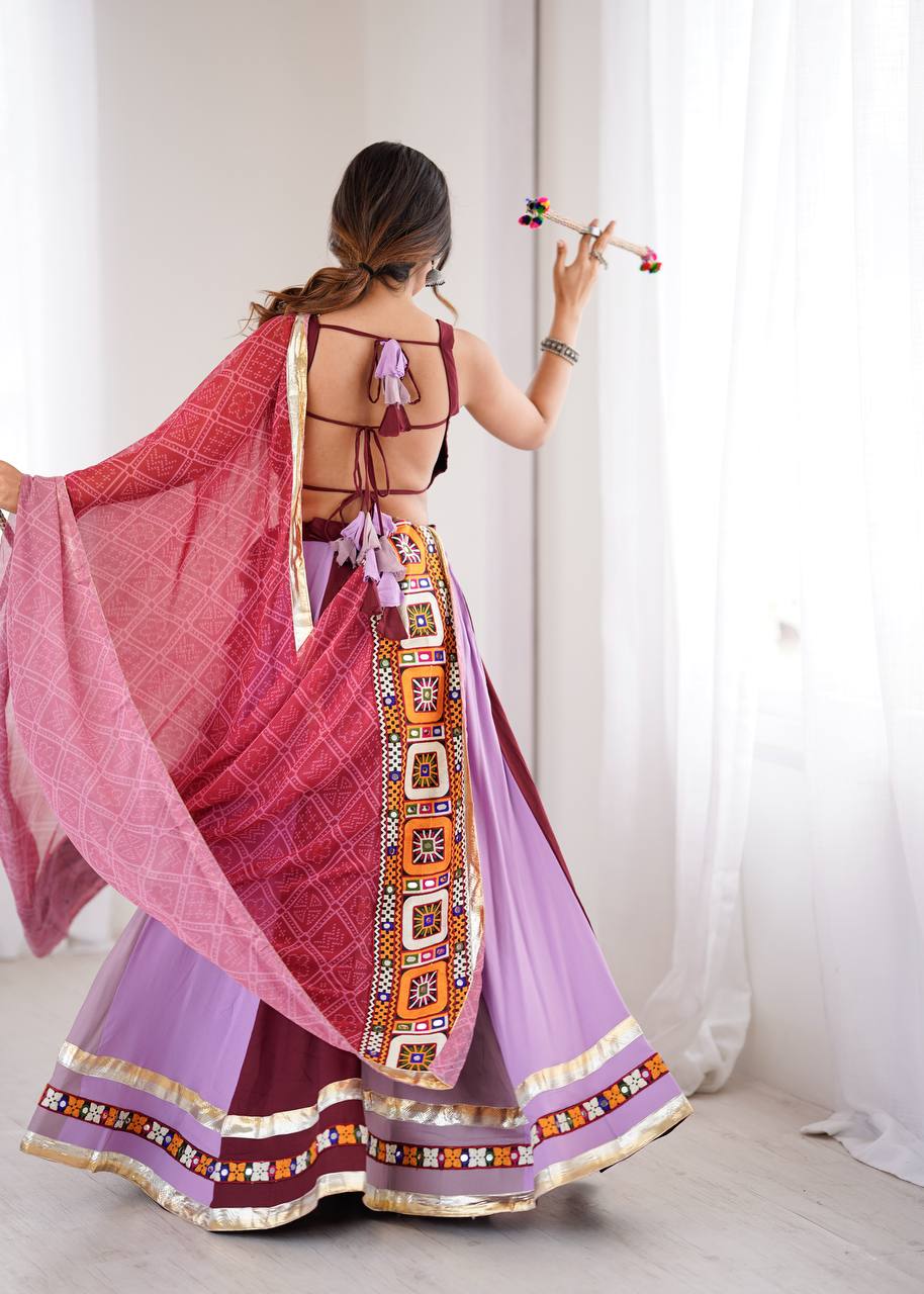 Designer Gamthi Embroidered Mirror Work Lehenga Choli Set with Dupatta | Festival & Wedding Wear
