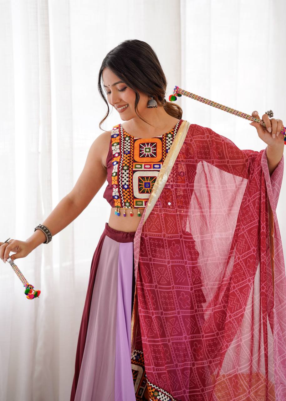 Designer Gamthi Embroidered Mirror Work Lehenga Choli Set with Dupatta | Festival & Wedding Wear